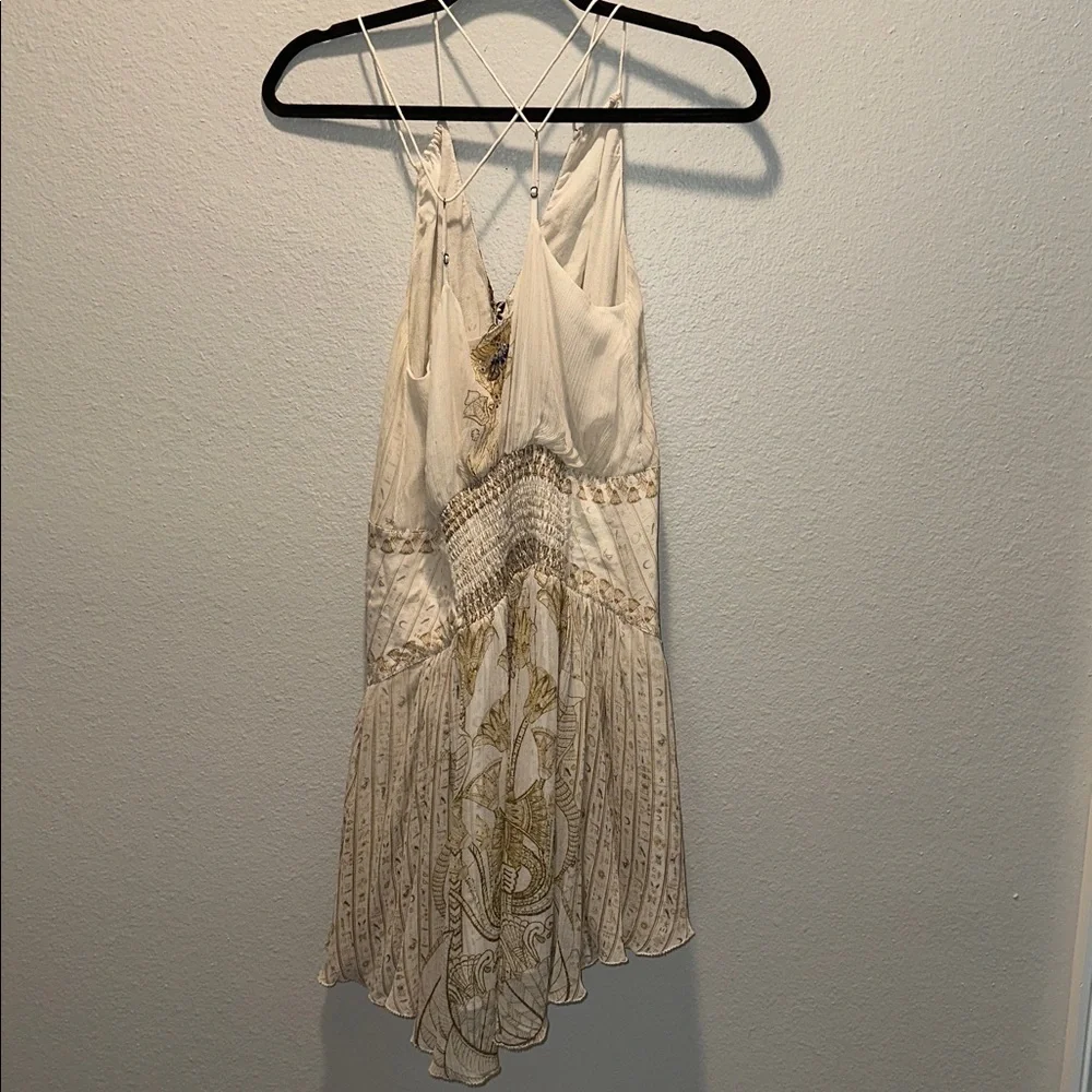 READ Camilla *The Queens Chamber white gold silk Egyptian Cleopatra boho dress S